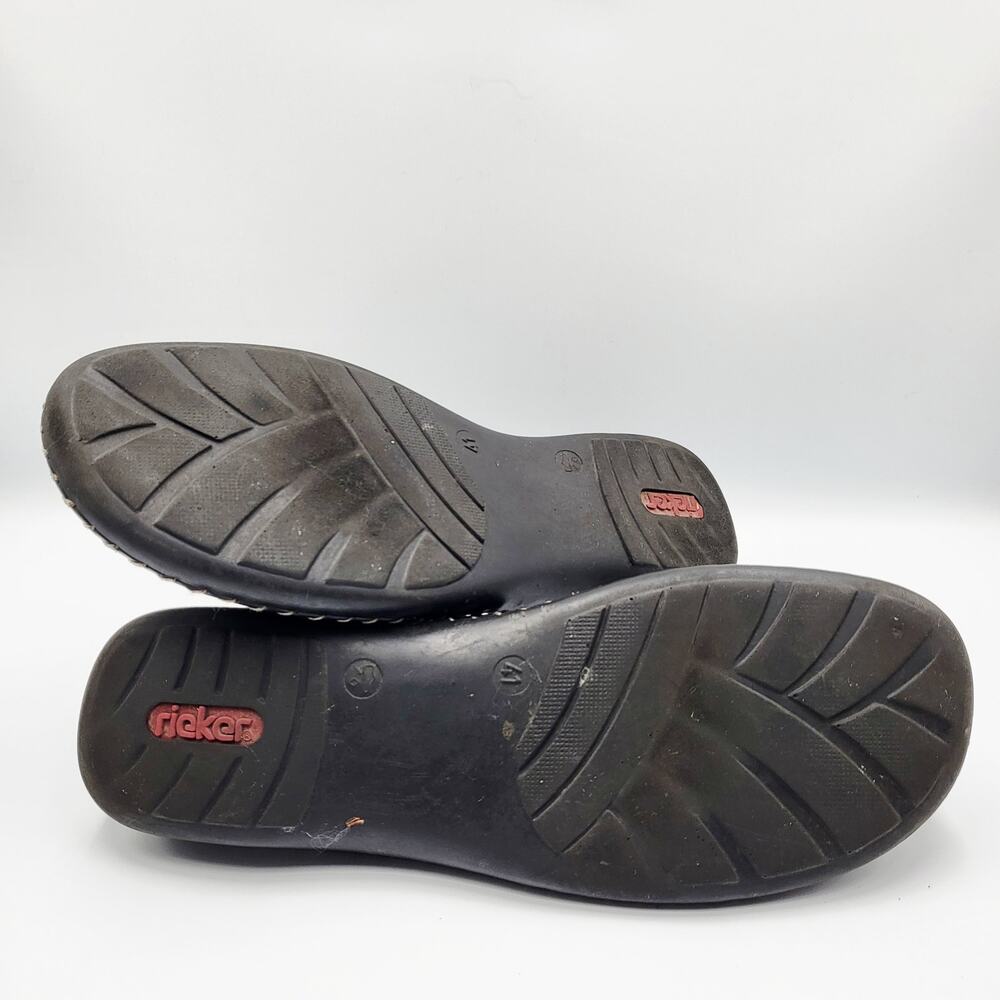 Rieker Mary Jane Black Leather Pleated Toe Vamp Braided Rubber Sole Trim Size 41 - Picture 8 of 12